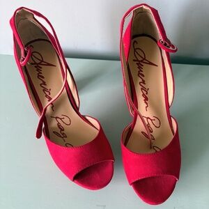 American Rag Cie Reeta red peep-toe platform block heels